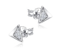 Triangular Prism Shaped With CZ Stone Silver Ear Stud STS-5530